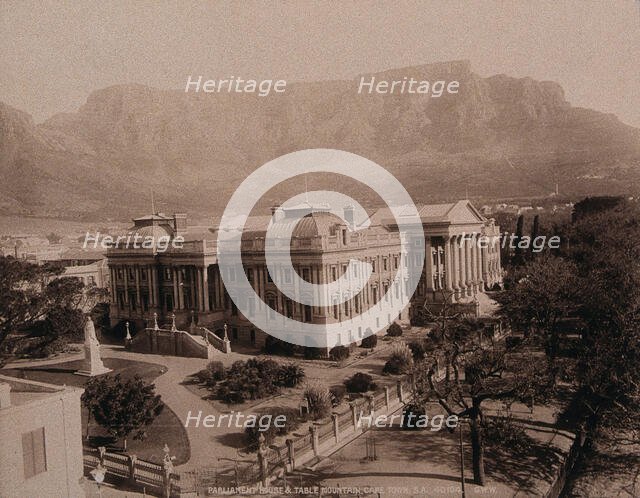 Cape Town, South Africa: Parliament House with Table Mountain behind, 1896. Creator: George Washington Wilson.