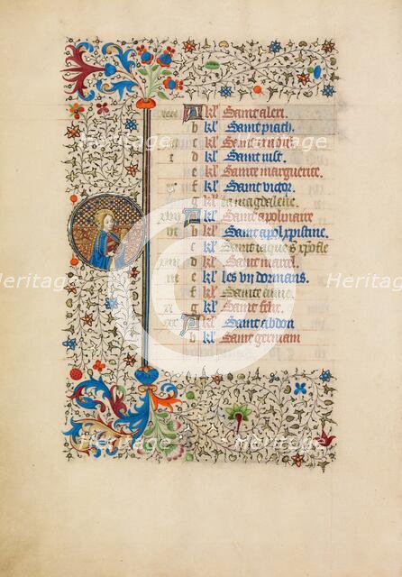 July Calendar Page: Mary Magdalene; Book of Hours, about 1440-1450. Creator: Workshop of the Bedford Master.