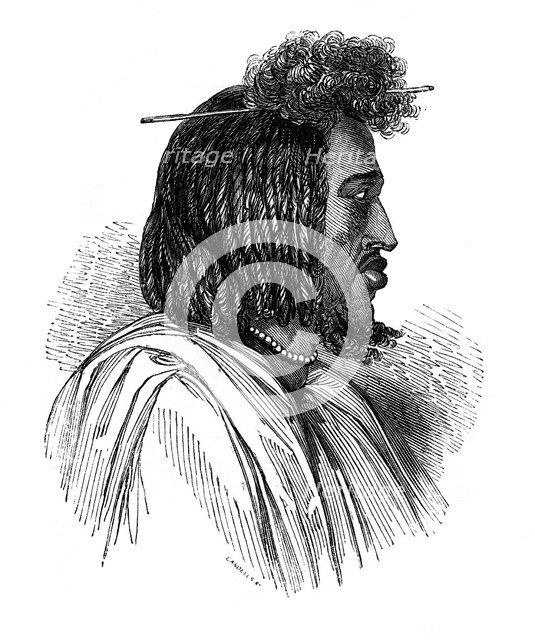 'Souakiny chief', 1848.Artist: Ebenezer Landells