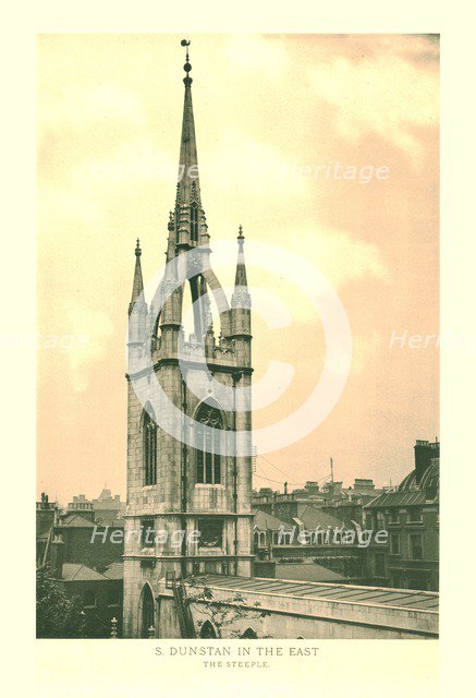 'St Dunstan in the East, The Steeple', mid-late 19th century.  Creator: Unknown.