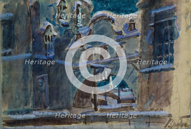 Stage design for the opera The Queen of spades by P. Tchaikovsky, 1901. Artist: Vrubel, Mikhail Alexandrovich (1856-1910)