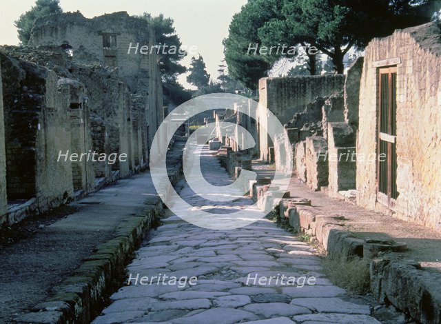 Remains of Cardo V street from the ruins of Herculaneum.