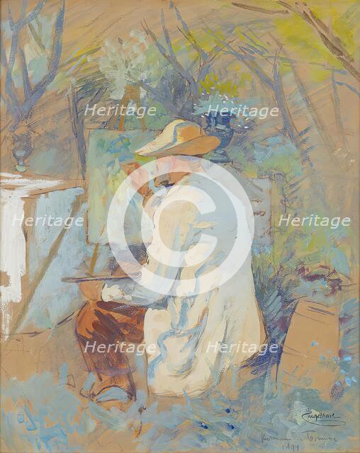 Theodor von Hörmann painting in Taormina, 1894. Creator: Josef Engelhart.