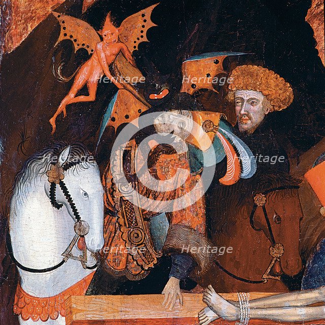  'Crucifixion of Saint Andrew', detail of an exorcism, a work of 1452 by Lluis Borrassà.