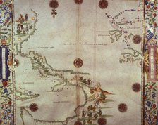Chart of the Gulf of Mexico and the Pacific Ocean, 1542.  Creator: John Rotz.