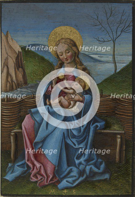The Virgin and Child on a grassy bench, late 15th century. Artist: Martin Schongauer.