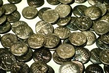 Hoard of Celtic Coins, (some copy Greek originals) found in Hungary, Silver, 1st Century BC.  Artist: Unknown.