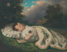 Child in the countryside, 1860. Creator: Frantisek Klimkovic.