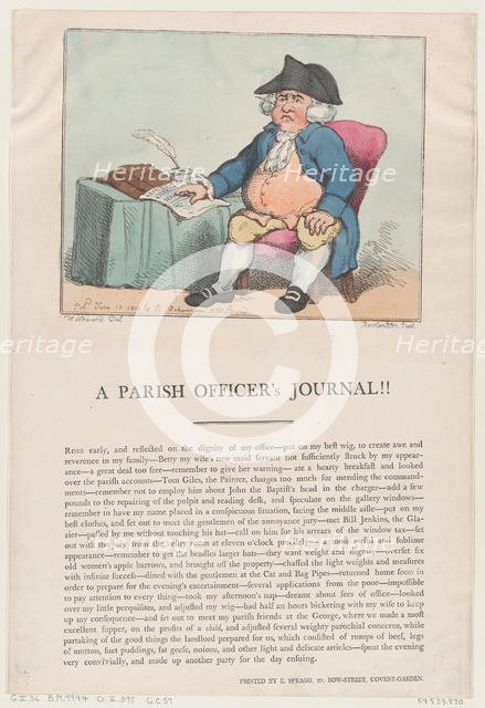 A Parish Officer's Journal!!, June 15, 1802., June 15, 1802. Creator: Thomas Rowlandson.