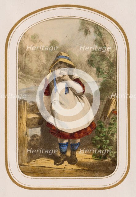 Young girl standing on a bridge, about 1865. Creator: Unknown.