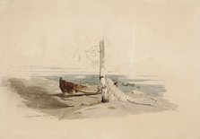 A boat on the shore, 1859. Creator: Werner Holmberg.