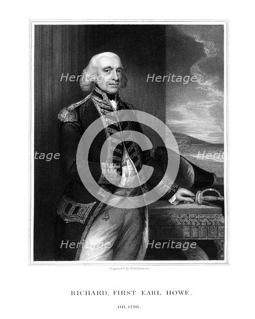 Richard Howe, 1st Earl Howe, British admiral, (1832).Artist: H Robinson