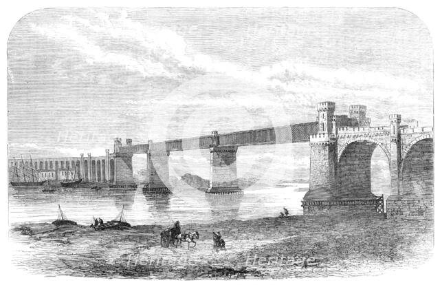 Railway bridge and viaduct at Runcorn, 1869. Creator: Unknown.