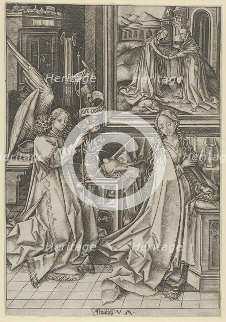 The Annunciation, from The Life of the Virgin. Creator: Israhel van Meckenem.