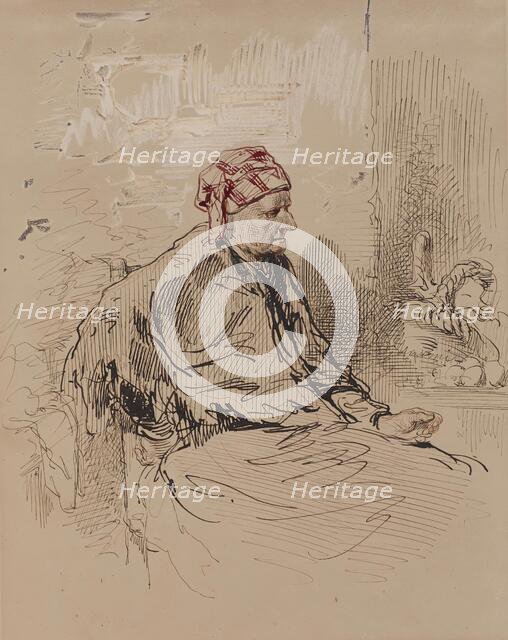 Old Woman in Red Cap, 1852-1866. Creator: Paul Gavarni.