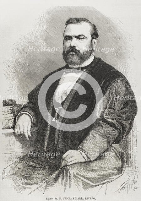 Nicolás María Rivero (1814-1878), Spanish politician, founder of the Partido Demócrata, 1878. Creators: Bernardo Rico, José Vallejo.