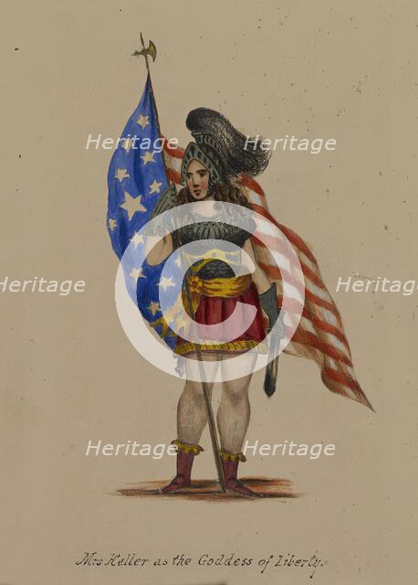 Mrs. Keller as the Goddess of Liberty, 1855-1859. Creator: Alfred Jacob Miller.