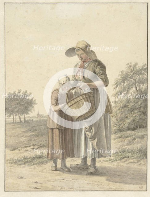 Woman and girl on a country road, 1788-1849. Creator: Johan Christiaan Willem Safft.