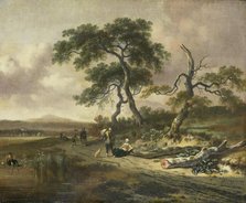 Landscape with a Peddler and Woman Resting, 1669. Creator: Jan Wijnants.