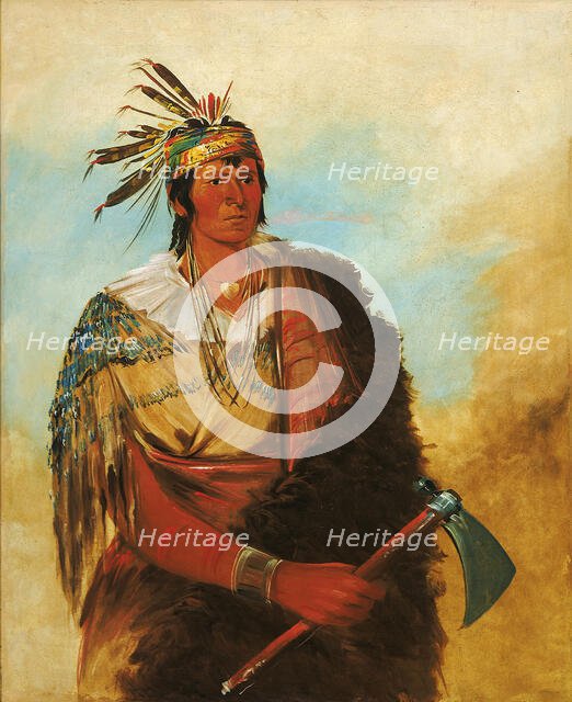 Go-to-ków-páh-ah, Stands by Himself, a Distinguished Brave, 1830. Creator: George Catlin.