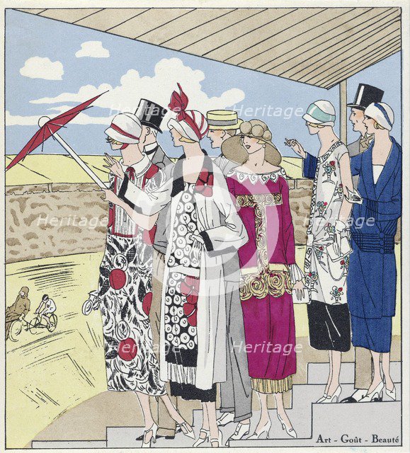 At the Velodrome, illustration from Art, Gout, Beaute, pub. 1924. Creator: French School (20th Century).