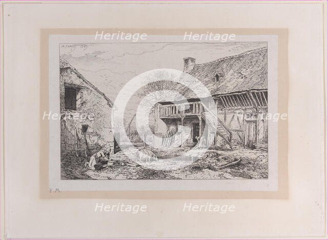 Landscape of a Peasant's Yard, 1845. Creator: Charles Emile Jacque.