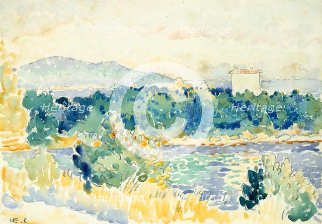 Mediterranean Landscape with a White House, 1900-1905. Creator: Henri-Edmond Cross.