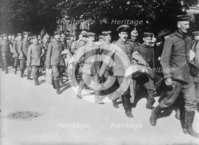 German wounded, recovered, returning singing to the front, between c1914 and c1915. Creator: Bain News Service.