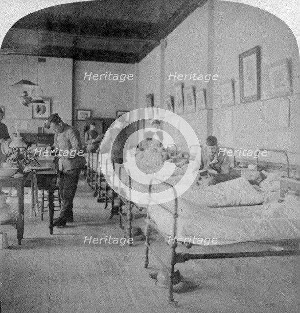 Ward in General Hospital No 10, formerly Grey's College, Bloemfontein, South Africa, 1901. Artist: Underwood & Underwood