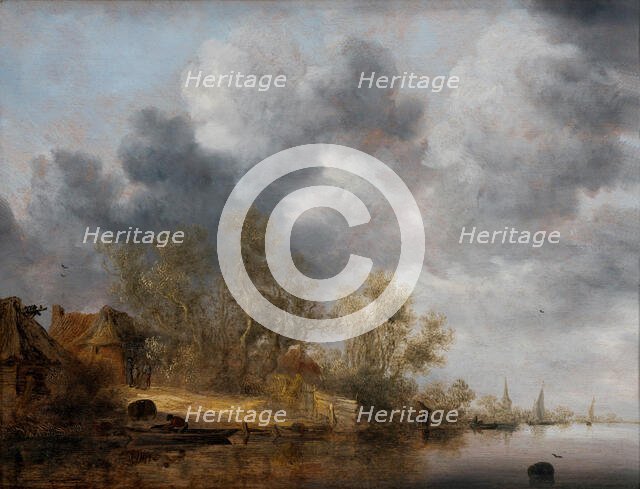 A Dutch Riverbank, 1630-1635. Creator: Salomon Ruysdael.