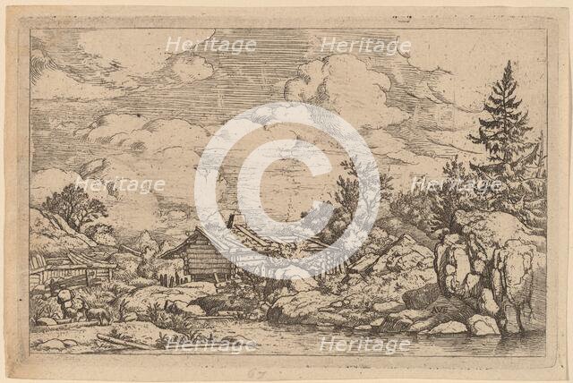 Three Goats at the River, probably c. 1645/1656. Creator: Allart van Everdingen.