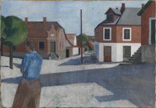 Street with Figure, 1936. Creator: Erik Raadal.