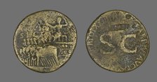 Sestertius (Coin) Depicting an Elephant Quadriga, 34-35. Creator: Unknown.