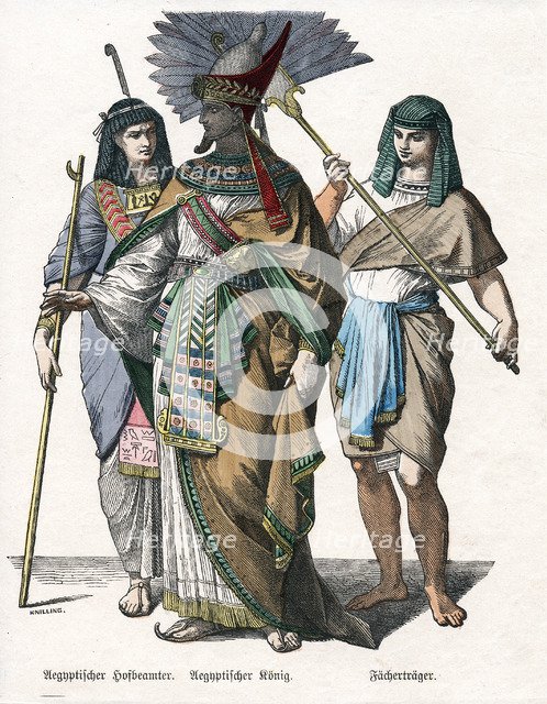 Egyptian king and male attendants, mid 19th century. Artist: Knilling