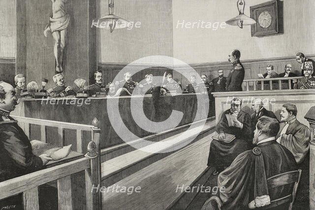 Ferdinand Walsin Esterhazy is tried before a military court, 10 January 1898.  Creator: Benigno Matute Parga.