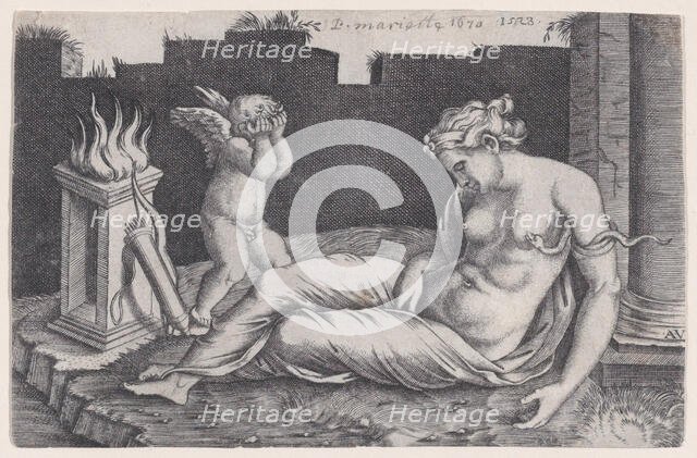 Cleopatra, dated 1528. Creator: Agostino Veneziano.