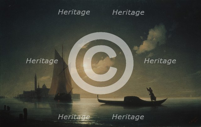 A Gondolier in Venice at night, 1843. Artist: Aivazovsky, Ivan Konstantinovich (1817-1900)