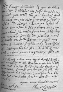 ''Fac-Simile of Letter by Cromwell to Lenthall, announcing Victory of Naseby',  1649, (1845).  Artist: Oliver Cromwell.