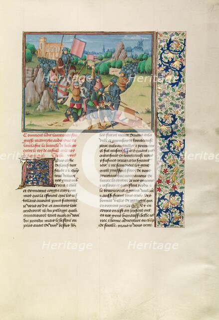 The Battle of Aljubarrota, 1385; Chroniques (Book Three), about 1480-1483. Creator: Master of the Soane Josephus.