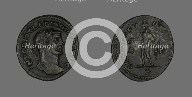 Follis (Coin) Portraying Emperor Diocletian, 298-299. Creator: Unknown.