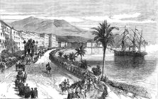 Funeral Procession of the late King of Bavaria at Nice: the cortége...Promenade des Anglais, 1868. Creator: C. R..