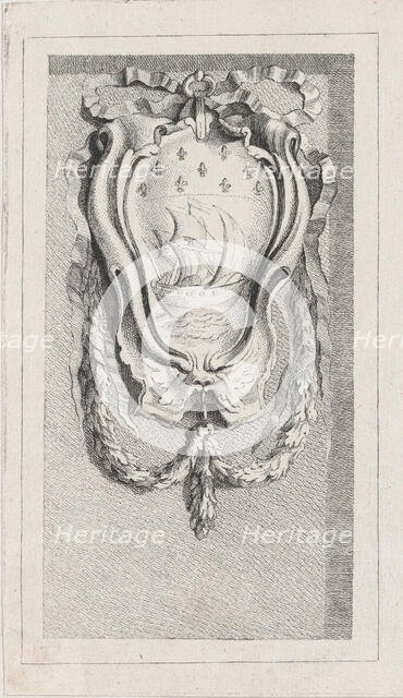 Sailboat within a cartouche, after a bas-relief on the Fontai..., possibly mid to late 18th century. Creator: Anon.