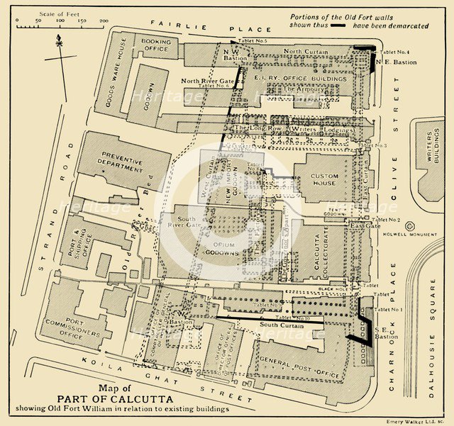 'Map of Part of Calcutta showing Old Fort William in relation to existing buildings', 1925. Creator: Unknown.