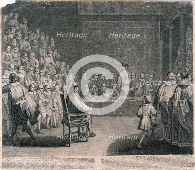 Trial of King Charles I, Palace of Westminster, c1725. Artist: Claude Dubosc