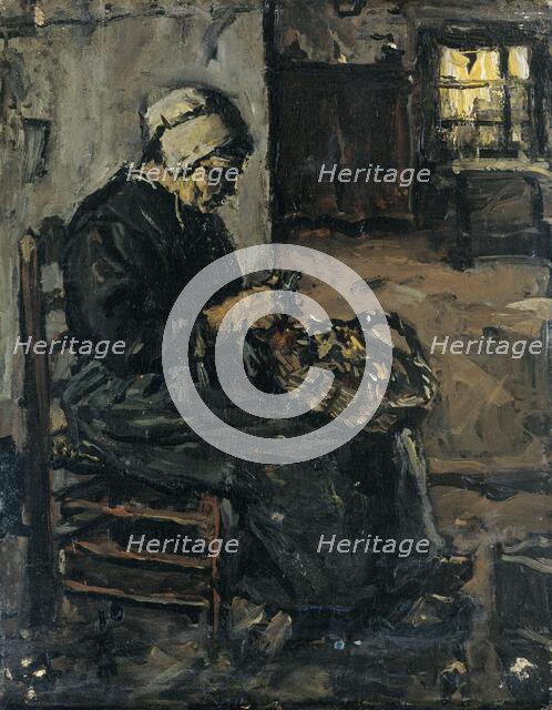 Peasant Woman Peeling Potatoes, 1875-1922. Creator: Suze Robertson.
