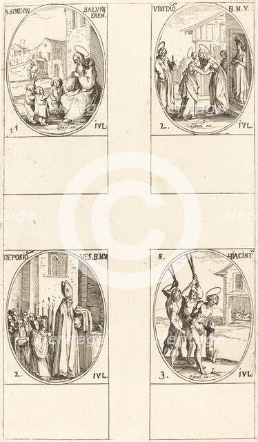 St. Simeon Salus; The Visitation; Deposition of the Virgin's Clothes; St. Hiacintus. Creator: Jacques Callot.