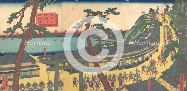 View of Kanagawa on the Tokaido Road (Tokaido kanagawa no shokei), ca. 1862-63.. Creator: Sadahide Utagawa.