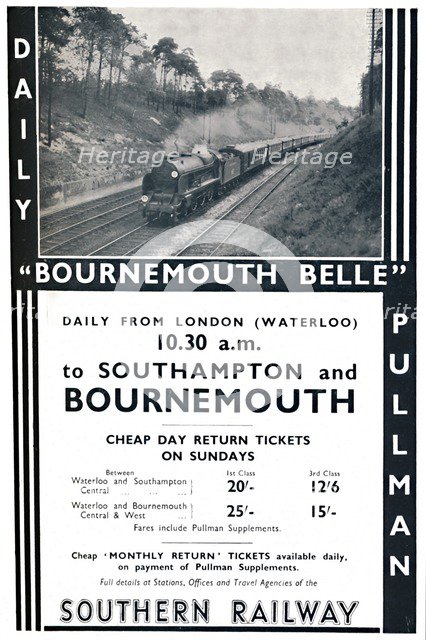 'Bournemouth Belle - Southern Railway', 1936. Artist: Unknown.