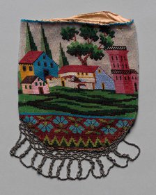 Beaded Bag (landscape scene), 19th century. Creator: Unknown.