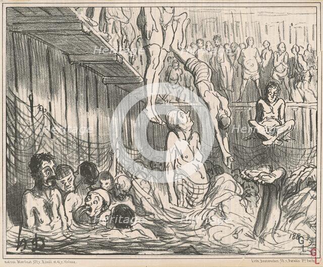 Les bains a quatre sous, 19th century. Creator: Honore Daumier.